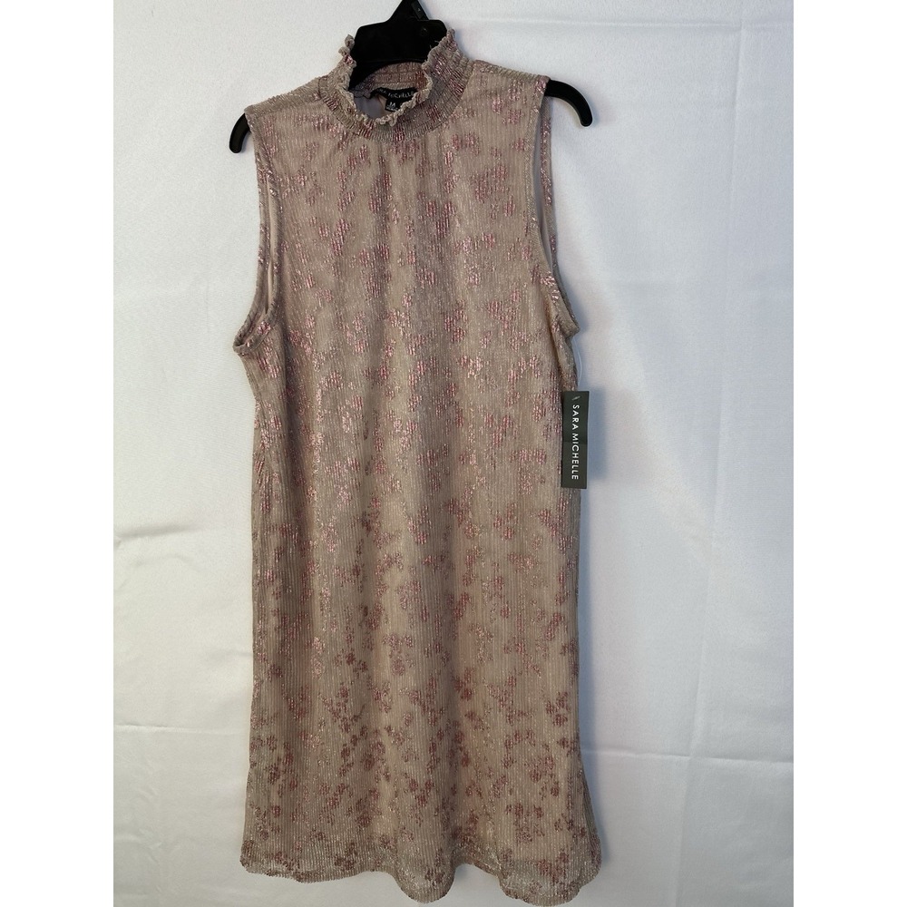 Sara Michelle Women's Cotton Pink Pattern Sleeveless Dress Size M